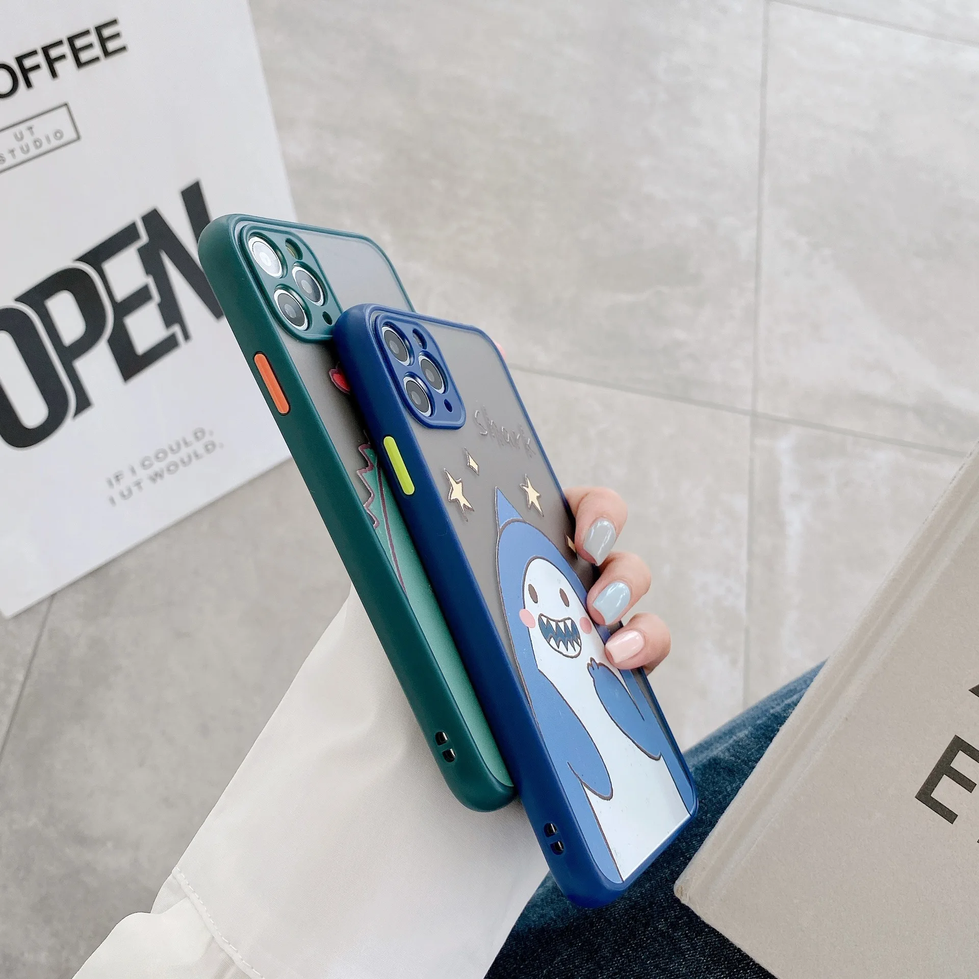 

phone case for Cartoon dinosaur shark Phone Case For iPhone 12 X Xs max Xr 11 Pro Max Cute Anti-fall Cover