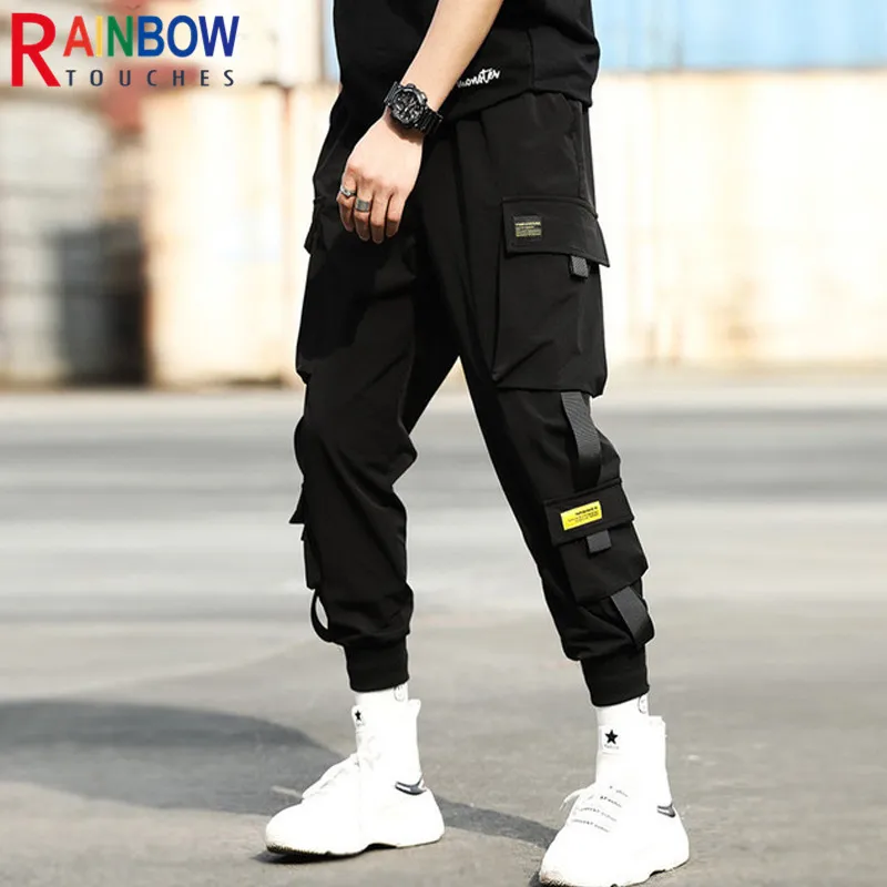 

Брюки-карго Rainbowtouches мужские спортивные, модные укороченные штаны для фитнеса и тренировок, модные однотонные, с несколькими карманами