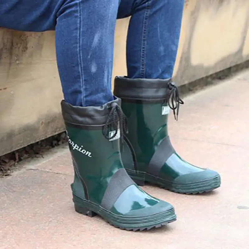 

Fashion Mid-tube Waterproof Rubber Rain Boots Non-slip Comfortable Fishing Shoes Mens Slip-on Non-smelly Foot Rubber Boots