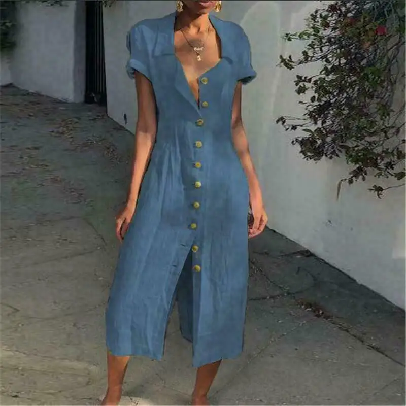 Женские летние платья с коротким рукавом хлопковое льняное пляжное платье макси