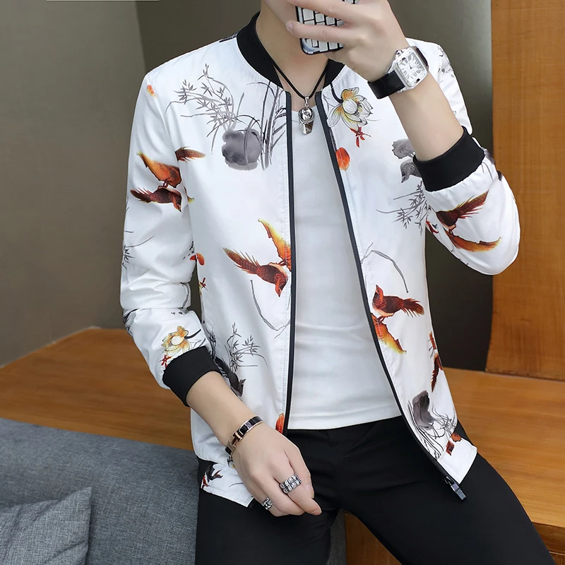 

Men's 2020 casual jacket men spring autumn trend handsome coat Slim printing clothes 711