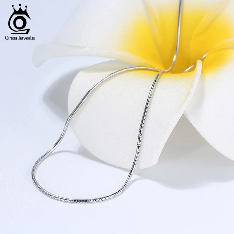 ORSA JEWELS модное женское ожерелье цепи змейки 2 мм круглый 925 Серебряное 40 см 45 50 55 м 60