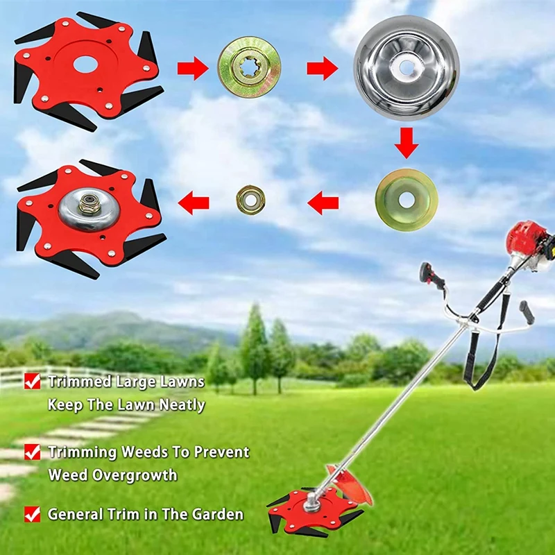 

Promotion! Blade Trimmer Head and 3-Tooth Brush Cutter Grass Steel Blade Tool with Adapter Accessory Set