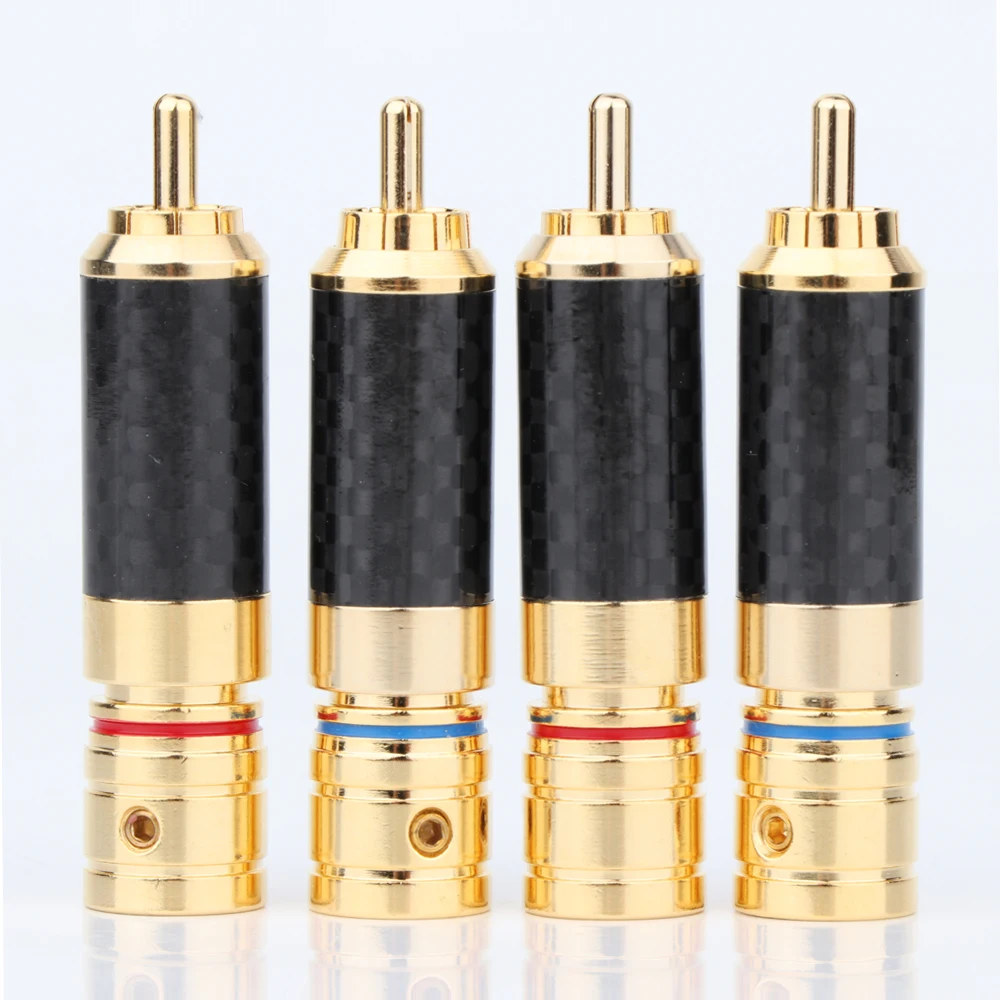 4 шт. R1710 углеродного волокна позолоченный штекер RCA совмещенный дальний конец