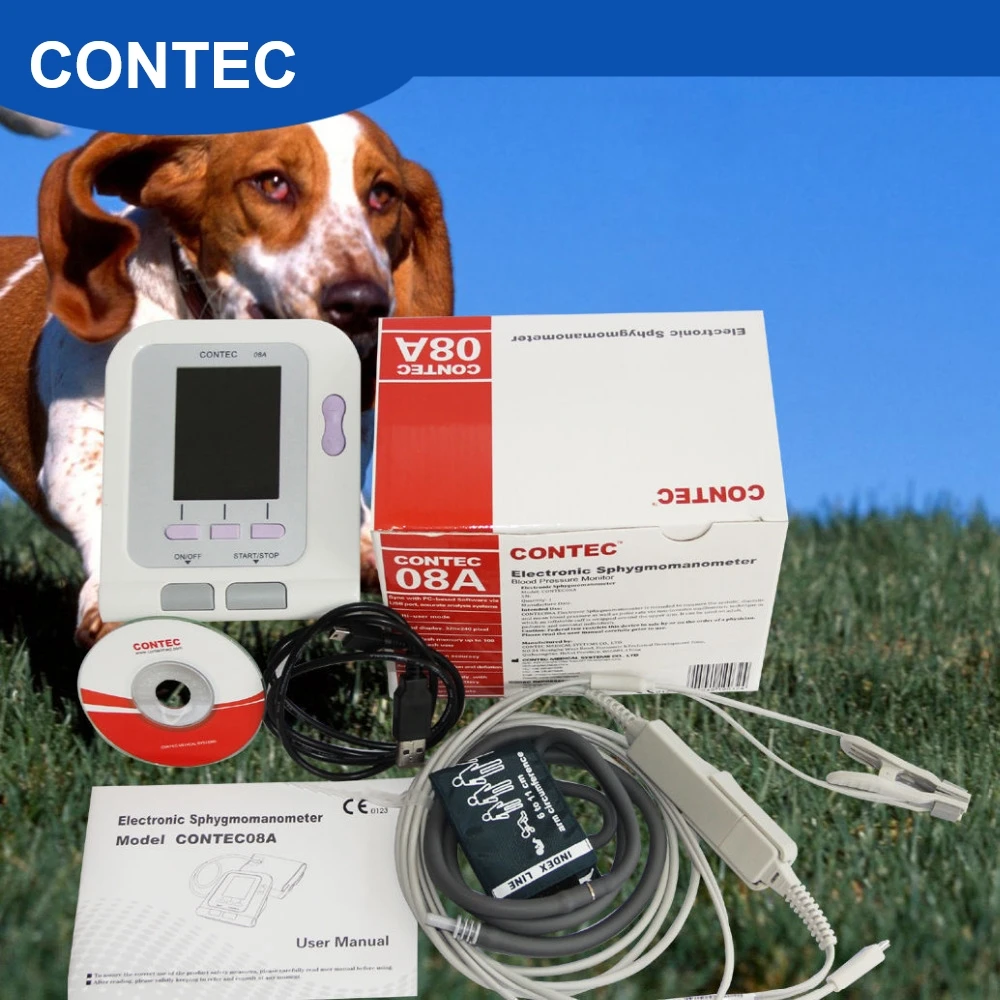 CONTEC08A ветеринарный цифровой BPM с бесплатным ПК softwear и ветеринарный SPO2 зонд