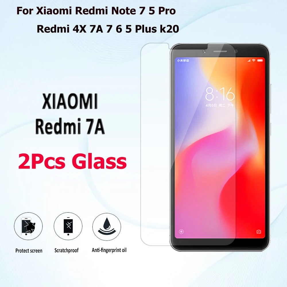 2 шт защита экрана закаленное стекло для Xiaomi Redmi Note 7 5 Pro 4X 7A 6 Защитное Plus k20