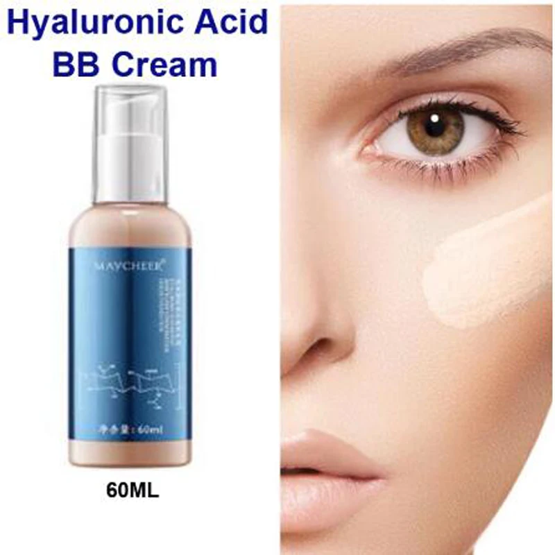 

New 60ML Hyaluronic acid bb cream skin care liquid foundation for Whitening Brightening Hydrating Concealer Dry Skin foundation