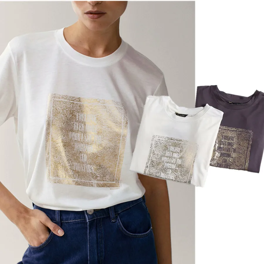 

2021 Tops Aesthetic Shirts Women England High Street Vintage Print O-neck Cotton Harajuku Tshirt Summer T Shirt