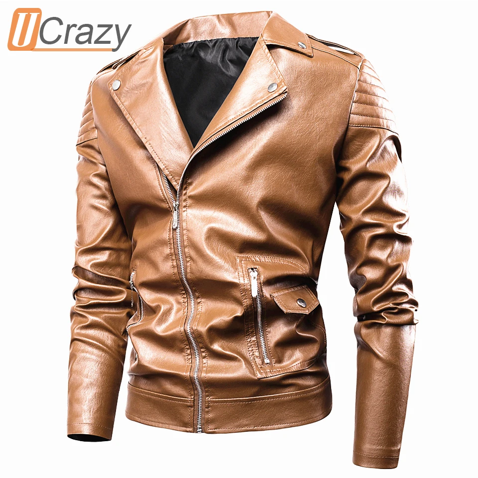 Куртка мужская кожаная Ucrazy Повседневная модная куртка из искусственной кожи на