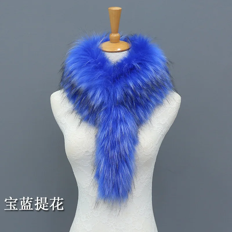 Шарф из искусственного меха енота зимний теплый толстый плюшевый воротник шаль