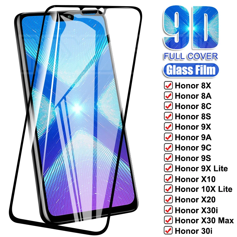 

Закаленное стекло 9D для Honor 10X 9X Lite 9A 9C 9S 8X 8A 8C 8S, защитная пленка для экрана Honor X20 X30i X10 20S 30S 20E 9i 10i 20i 30i, пленка
