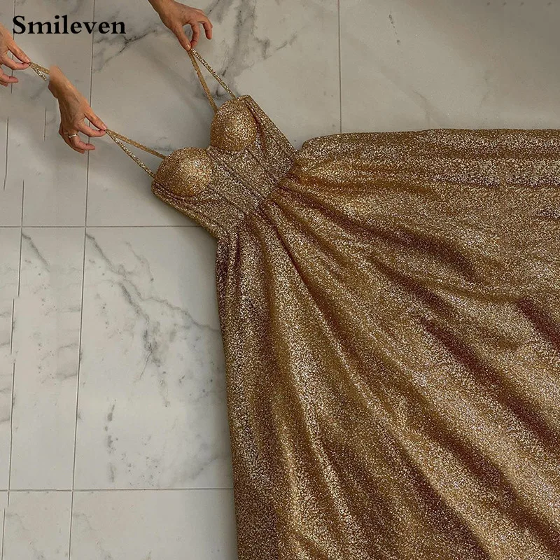 

Smileven, вечерние платья на тонких бретельках, трапециевидные блестящие строгие вечерние платья до пола 2022