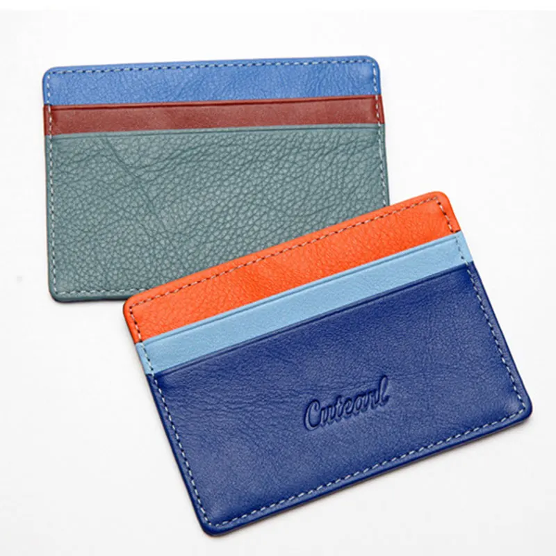 

Men's Ultra-thin Business Card holder Thin Durable PU Leather Card Holder Mini Four Card Slots Random Color Card Holder