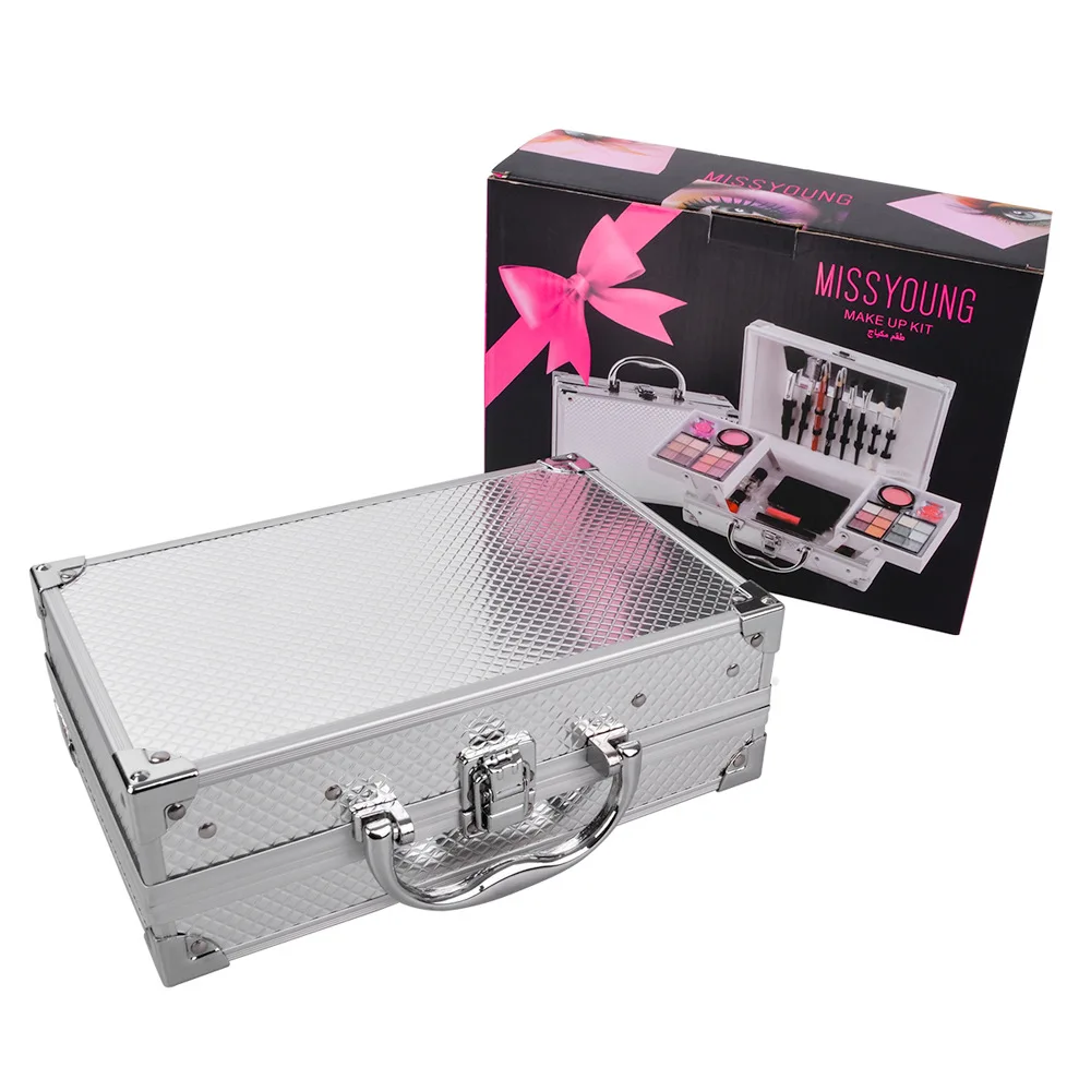 Алюминий коробка макияж комплект матовые тени для век губная помада блеск губ