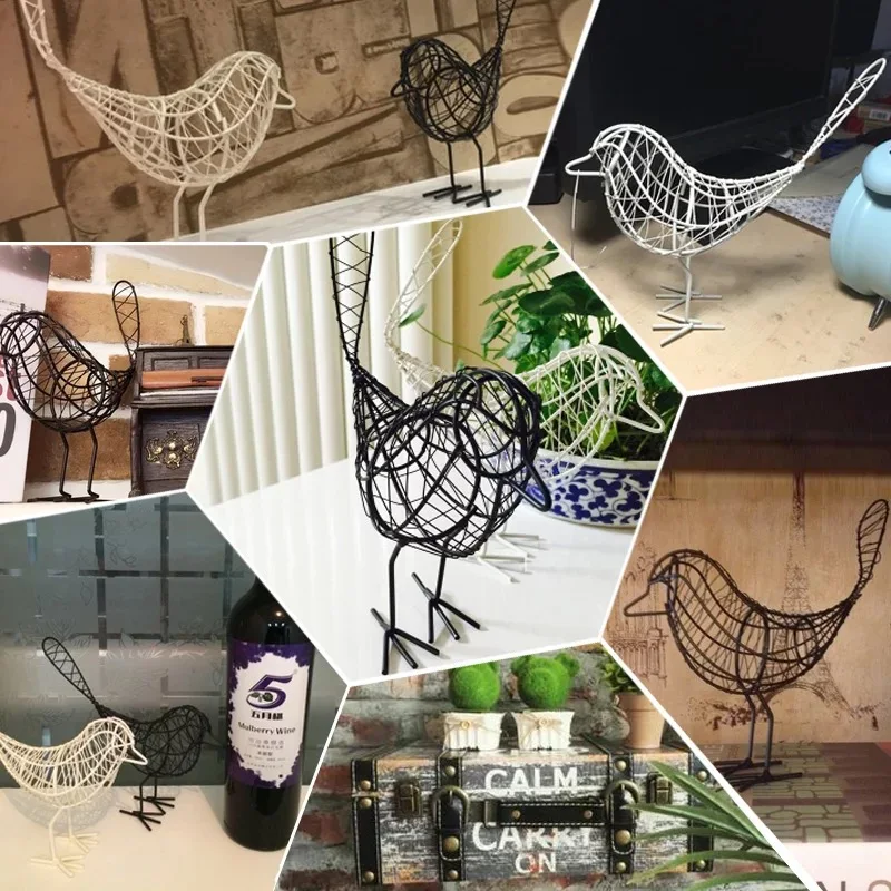 

Craft Contemporary Wedding Birthday Gift For Friends Artificial Metal Wire Iron Bird Model Miniature Figurines Home Decoration