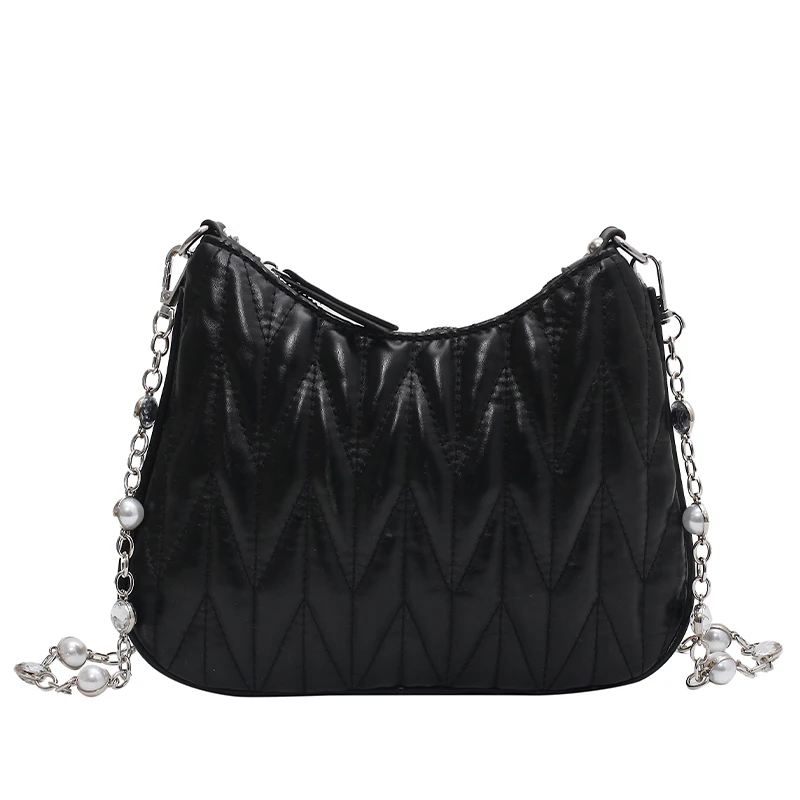 

Crossbody Lattice Square bag 2021 Fashion New Quality PU Leather Women's Designer Handbag Pearl Chain Shoulder Messenger Bag