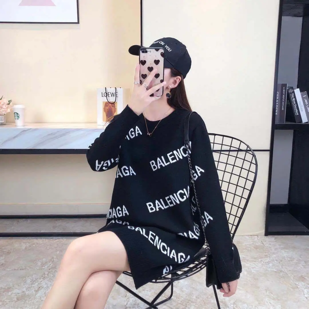 

Women's autumn and winter new knitted letter sweater 2020 Korean loose long sleeve foreign fashion versatile round neck coat