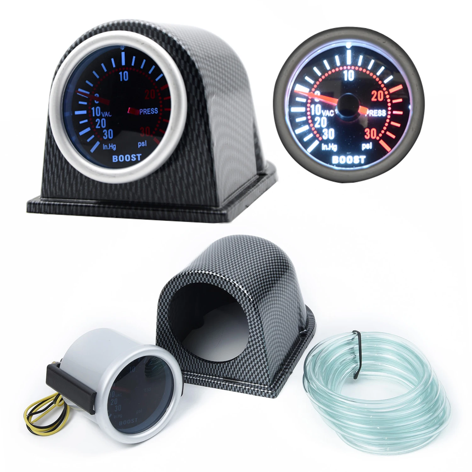 52 мм Универсальный Автомобильный светодиодный турбо Boost Gauge Meter Pointer 0 30 PSI