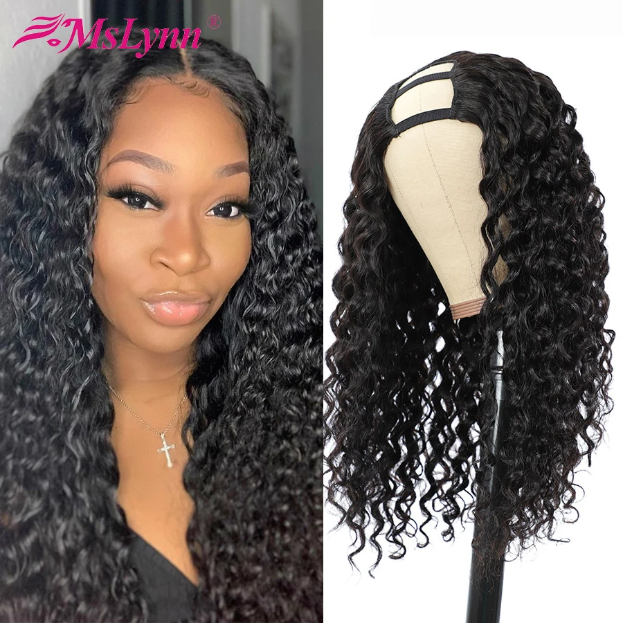 Парик из натуральных человеческих волос с U-образной волной естественный цвет