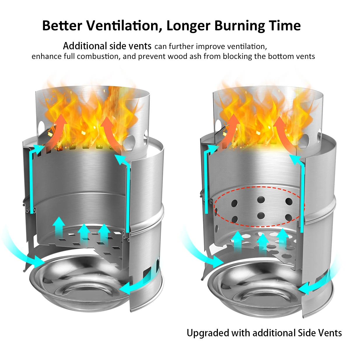 Складная деревянная горелка для кемпинга портативная из нержавеющей стали