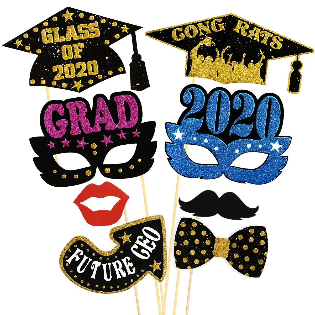PRETYZOOM 21 шт. 2020 выпускная Вечеринка фото стенд реквизит комплект блеск для