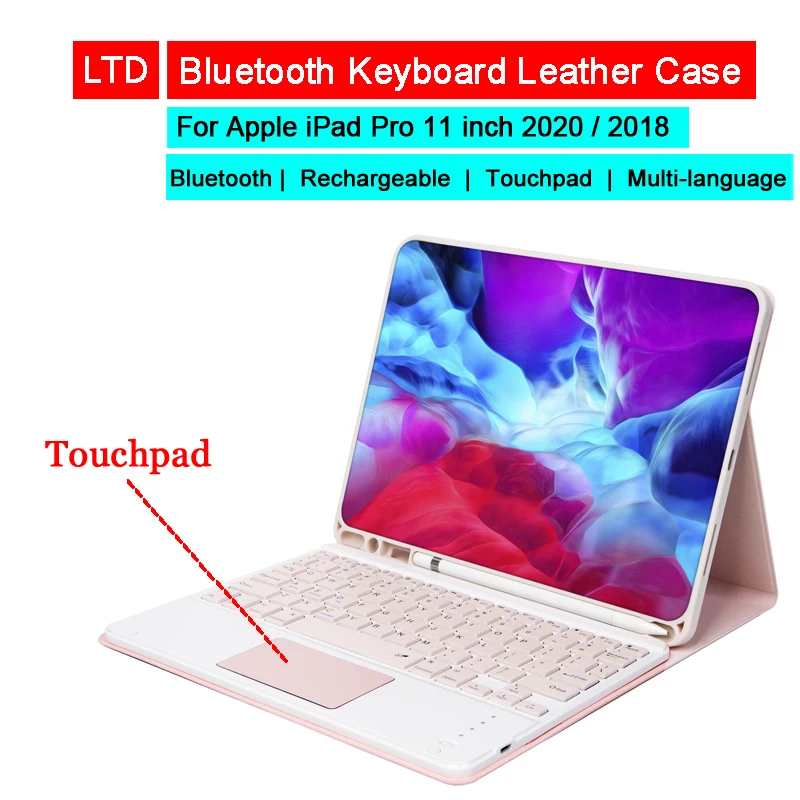 Кожаный чехол с Bluetooth клавиатурой для iPad Pro 11 2020 2018 Спортивная панель русская