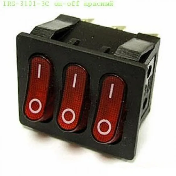 Фото 2 штуки Переключатель IRS-3101-3C on-off красный (15A 250VAC) | Электроника