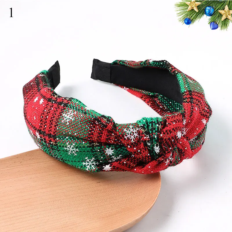 

Knotted Christmas Print Hair Hoop Wide-brimmed headband Xmas Print Head Hoop Fashion Turban woman headband hair accessories