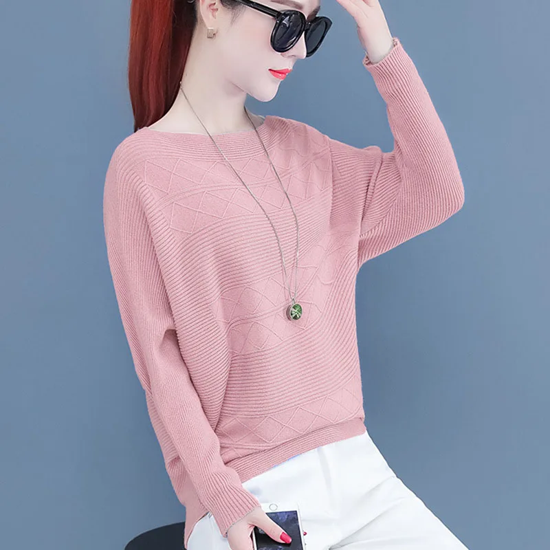 

Женский трикотажный пуловер, с рукавами «летучая мышь», свободный, осенний, 2021