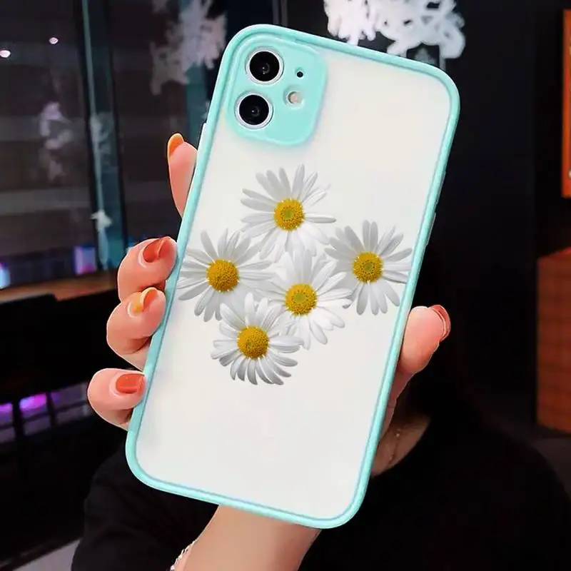 

Flower daisy Phone Case Clear Funda matte transparent For blue iPhone 7 8 x xs xr 11 12 pro plus max mini