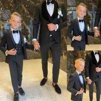 black sequined boy formal suits dinner tuxedos little boys groomsmen kids for wedding party evening suit wear jacketvestpant