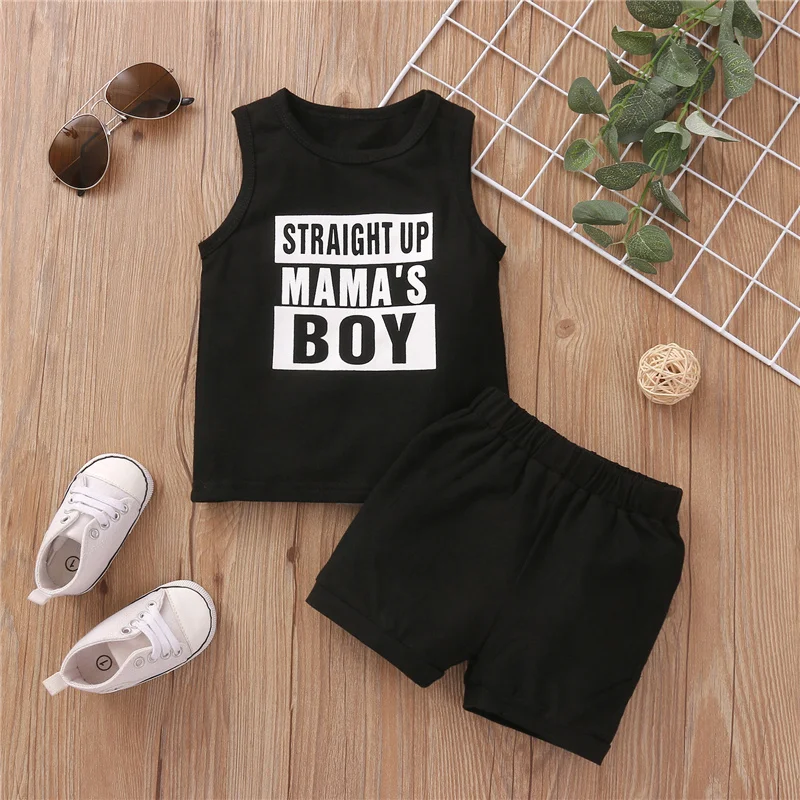 

2pcs Baby Boyâ€™s Vest and Shorts Cotton Summer Clothing Set Letter Printed Sleeveless Casual Tops and Short Pants,6 Month-3 Year