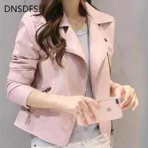 Куртка женская демисезонная из экокожи, с отложным воротником