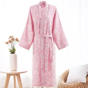 Женское Двухслойное хлопковое газовое кимоно домашний халат быстросохнущее ночное белье Банный халат интимное белье повседневное ночное белье
