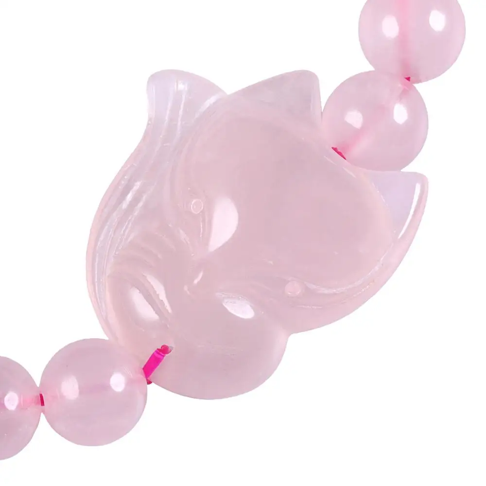 SUNYIK Natural Crystal Bracelet for Women Gift,Hand String 8mm Stone Round Beads with Fox Pendant Lucky Beauty Crystal Jewelry