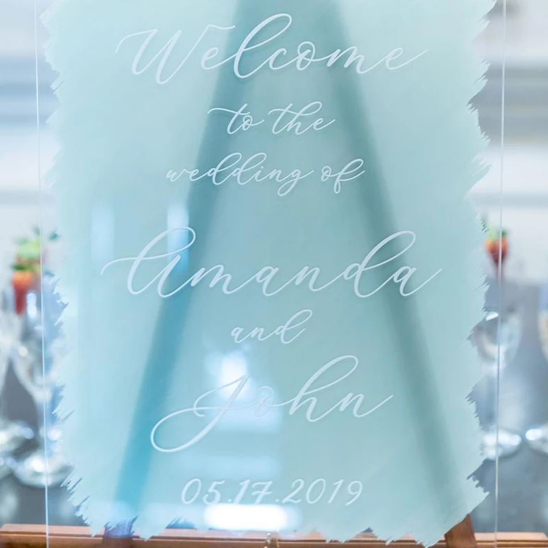Свадебный знак приветствия персонализированный акриловый прозрачная роспись