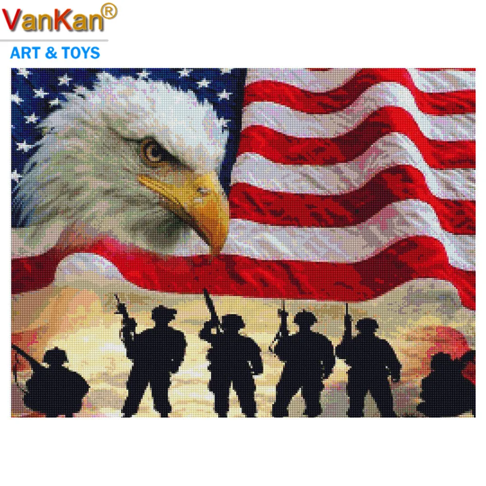 VanKan патриотический Флаг США фейерверк 4 июля Набор для алмазной живописи круглые