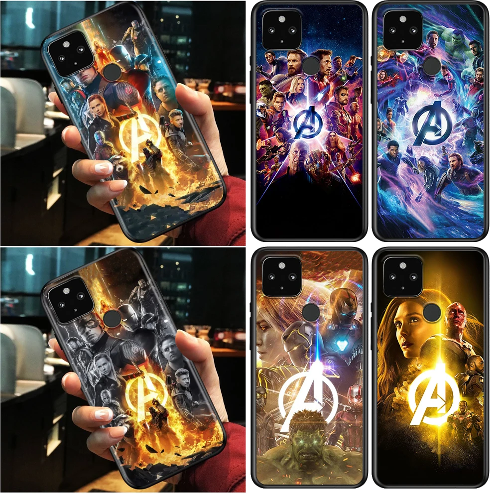 

Avengers Glowing Logo Shockproof Cover For Google Pixel 6 6a 5 4 5A 4A XL Pro 5G Black Phone Case Shell Soft Coque