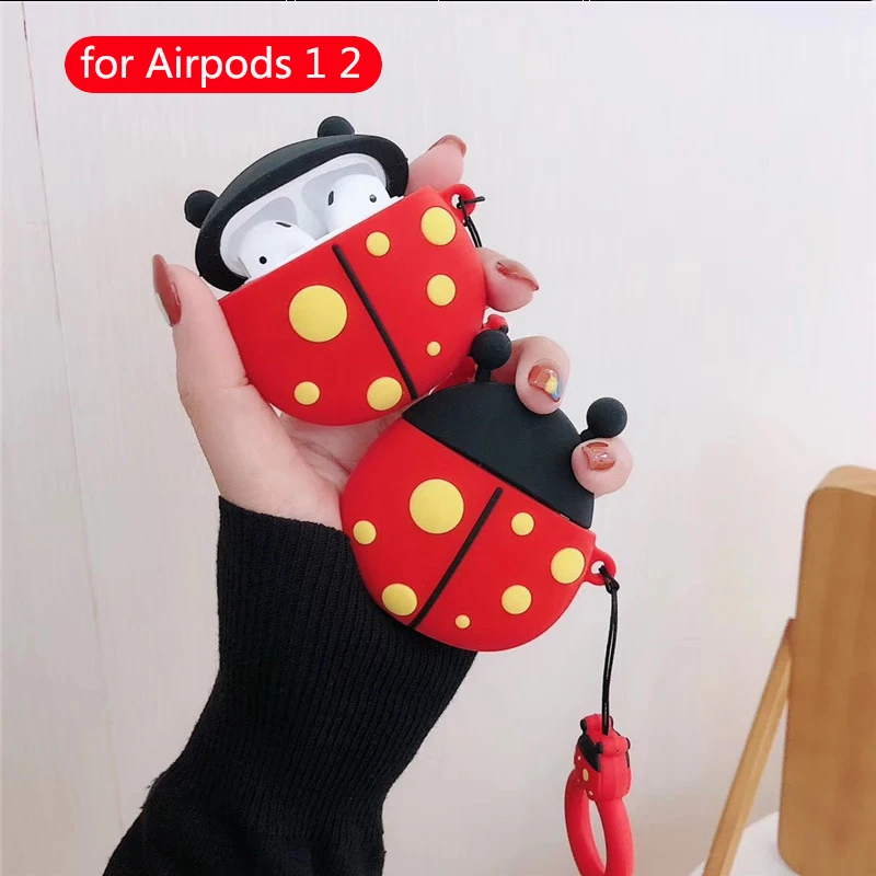 Силиконовый чехол для Apple Airpods милые аксессуары мультяшных наушников 2