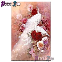 diamond painting full paste drill cross stitch diamond embroidery red flower peacock photo wall hanging pictures home decor gift