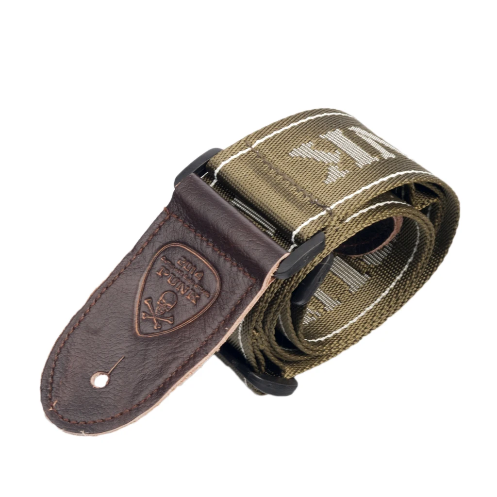 gitarre strap einstellbare gitarre strap für elektrischeakustische gitarrebass schädel muster druck mit leder enden free global shipping