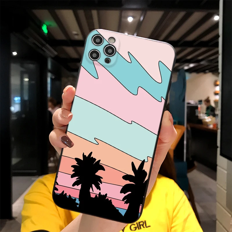 

For iPhone Beach Sunset By Elebea Print Soft Matt Apple Case 6 7 8 11 12 Plus Pro X XR MAX 2021 Cover