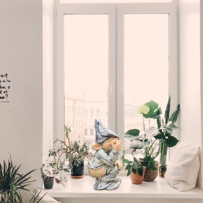 Забавный эльф из смолы персонаж американской страны ландшафт вилла украшение