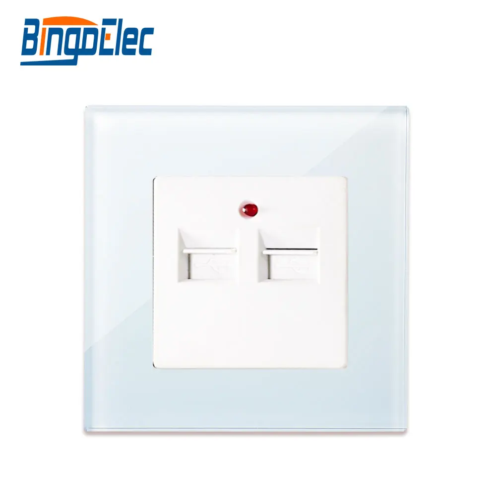 Bingoelec стандарт ЕС 3,1 A USB Хрустальная стеклянная панель USB зарядка, настенная розетка