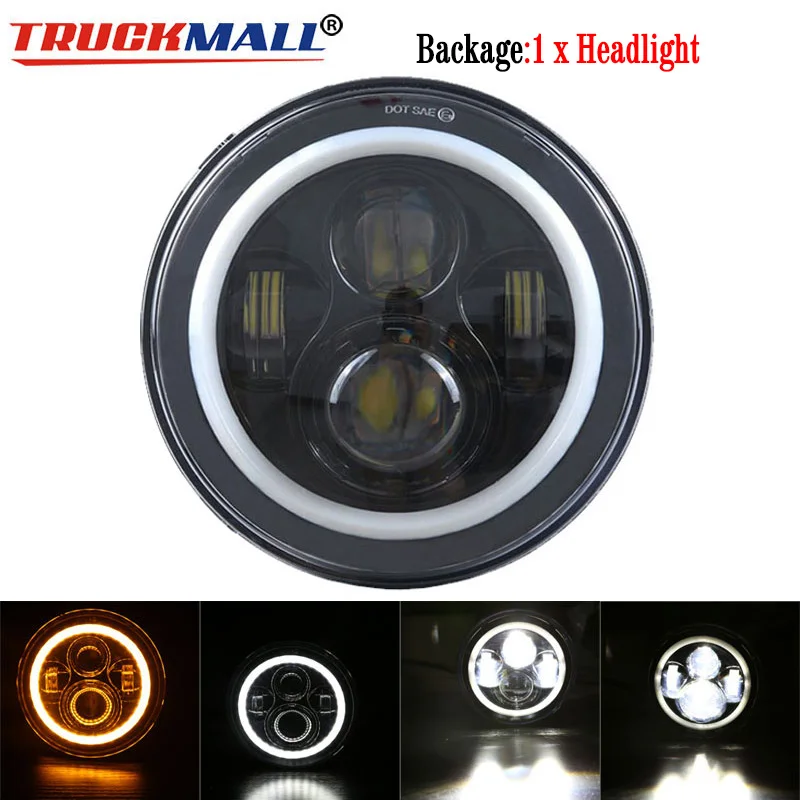 D-1pcs Headlight DOT EMARK 7 дюймов светодиодный налобный светильник s с Halo Ring поворотник светильник налобный фонарь для Jeep Wrangler Lada Niva Land Rover Defender Hummer - Цвет: D-1pcs Headlight