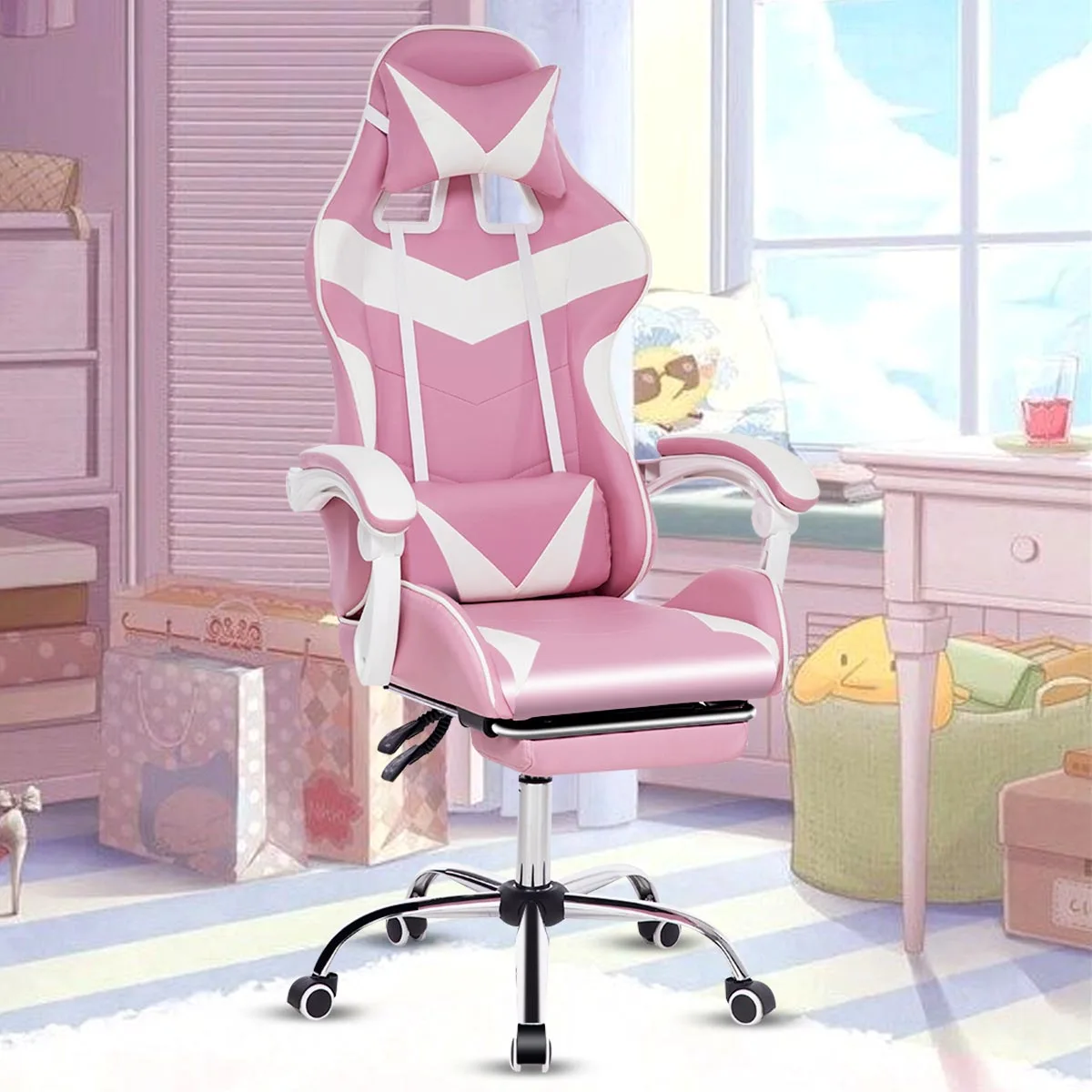 

Office Computer Chair WCG Gaming Chair Pink Silla Leather Desk Chair Internet Cafe Gamer Chair Household Armchair Office Chair