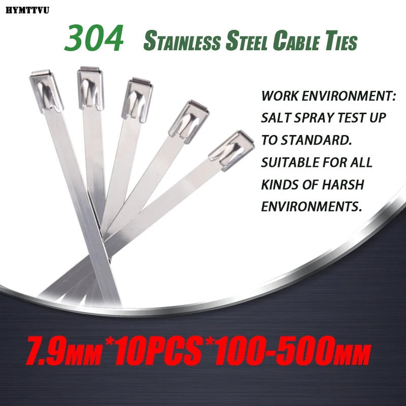 7.9 10PCS 304 Stainless CabL Tie Steel Tie and Iocking Cable Ties Stainless Steel Cable Ties Steel Metal Ties Water pipe fixing