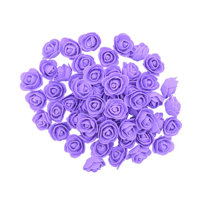 100pcs Purple Моделирующие Цветы Роза медведь пенопласт Медведь Кролик Собака Пена Розы Цветы для DIY Рождественская вечеринка украшения подарок на день Святого Валентина - Цвет: 100pcs Purple