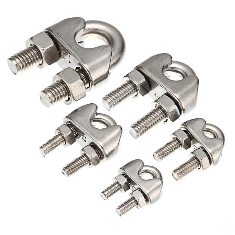 

Stainless Steel Wire Rope Bulldog Grips Clamps Cable Cord U Bolts Buckle Outdoor Camping Hiking Tools 2mm 4mm 6mm 8mm 10mm 12mm