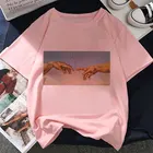 Микеланджело руки женская футболка Эстетическая Vogue Футболка Harajukuлетние шорты и свободными рукавами, розового цвета, больших размеров 90s рисунок, футболка для девочек, футболка
